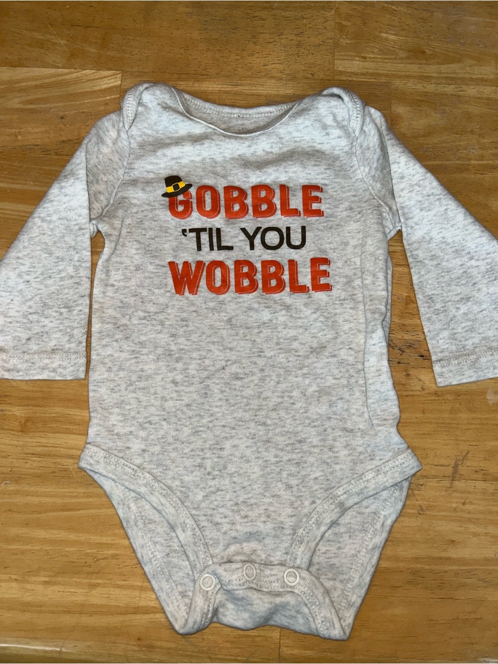 Gobble Til You Wobble Thanksgiving Baby Onesie bodysuit 6 months boy girl unisex
